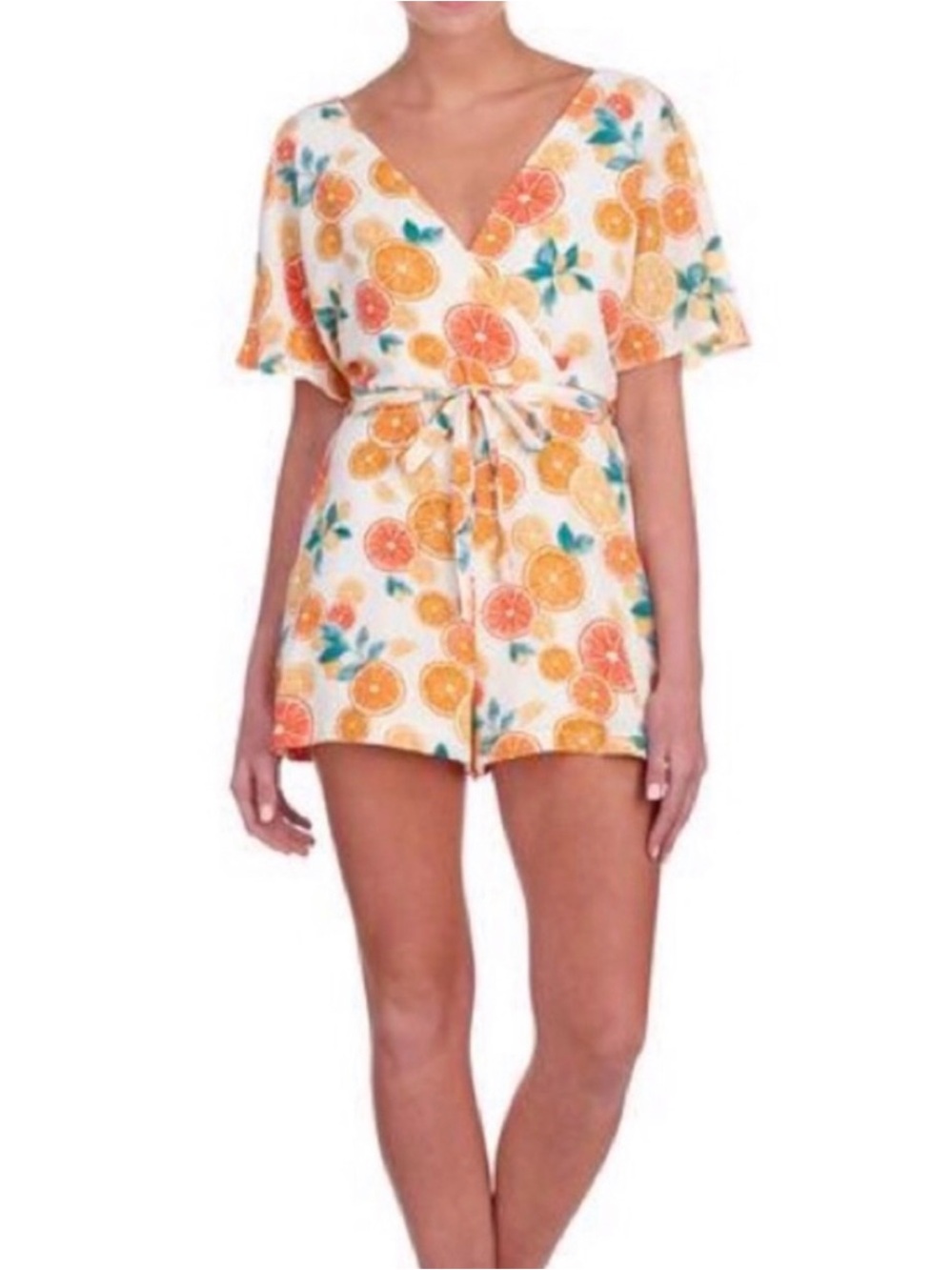 June & Hudson Citrus Print Romper Size Small